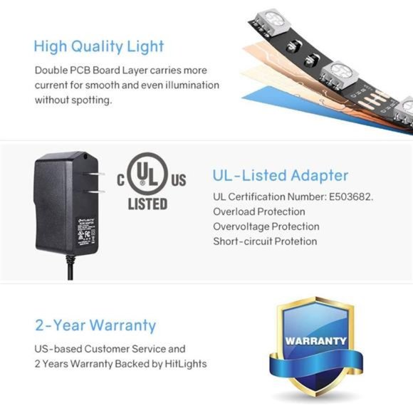 LED Strip Lights, HitLights 4 Pre-Cut 1ft/4ft Small LED Light Strips Dimmable - Picture 6 of 6